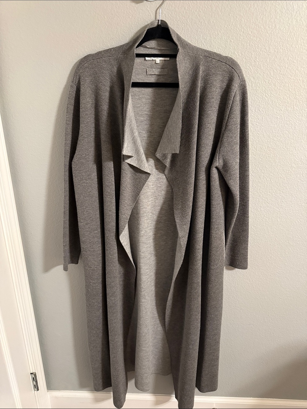 Gerard Darel Gray Open-Front Long Cardigan